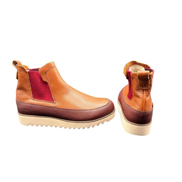 Jambu Gabby Waterproof Leather Chelsea Boots Brown/Red Women’s 8M - Picture 1 of 13